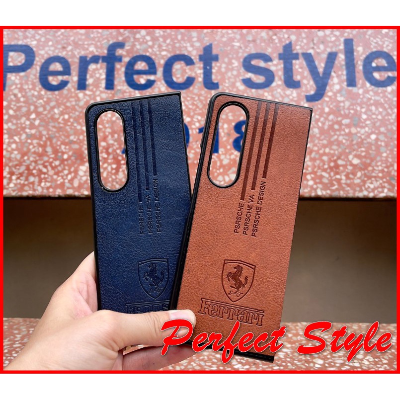 p lưng da Fe rrari Samsung galaxy Z Fold 4 Zfold4 ( Mặt trước + mặt Sau )