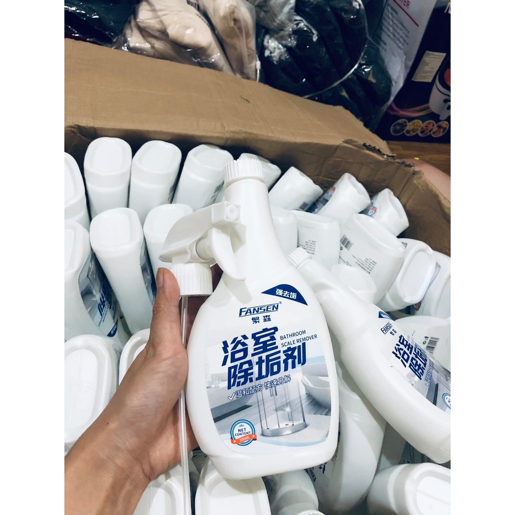 Chai xịt đa năng Fansen 500ml tẩy canxi vôi rửa vết ố vòi sen, nhà bếp nhà tắm, tẩy được vết ố màu trên gạch hoa