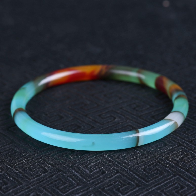 Vòng Tay Ngọc Bích Lụa Ngọc Bích Tròn Nhiều Màu Sắc Ngọc Bích Phong Cách Retro