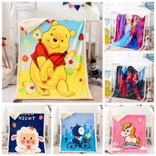 Chăn lông cừu trẻ em 2 lớp loại dày cho bé nhiều mẫu, chăn cho bé đi học đến trường - (Size 1m4 x 1m siêu ấm)