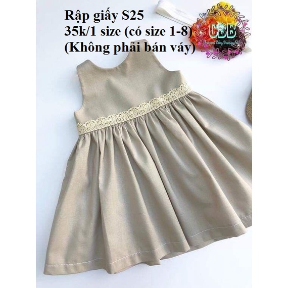 RẬP GIẤY VÁY BÉ S25 (KHÔNG PHẢI BÁN VÁY-đây là bản thiết kế bằng giấy)