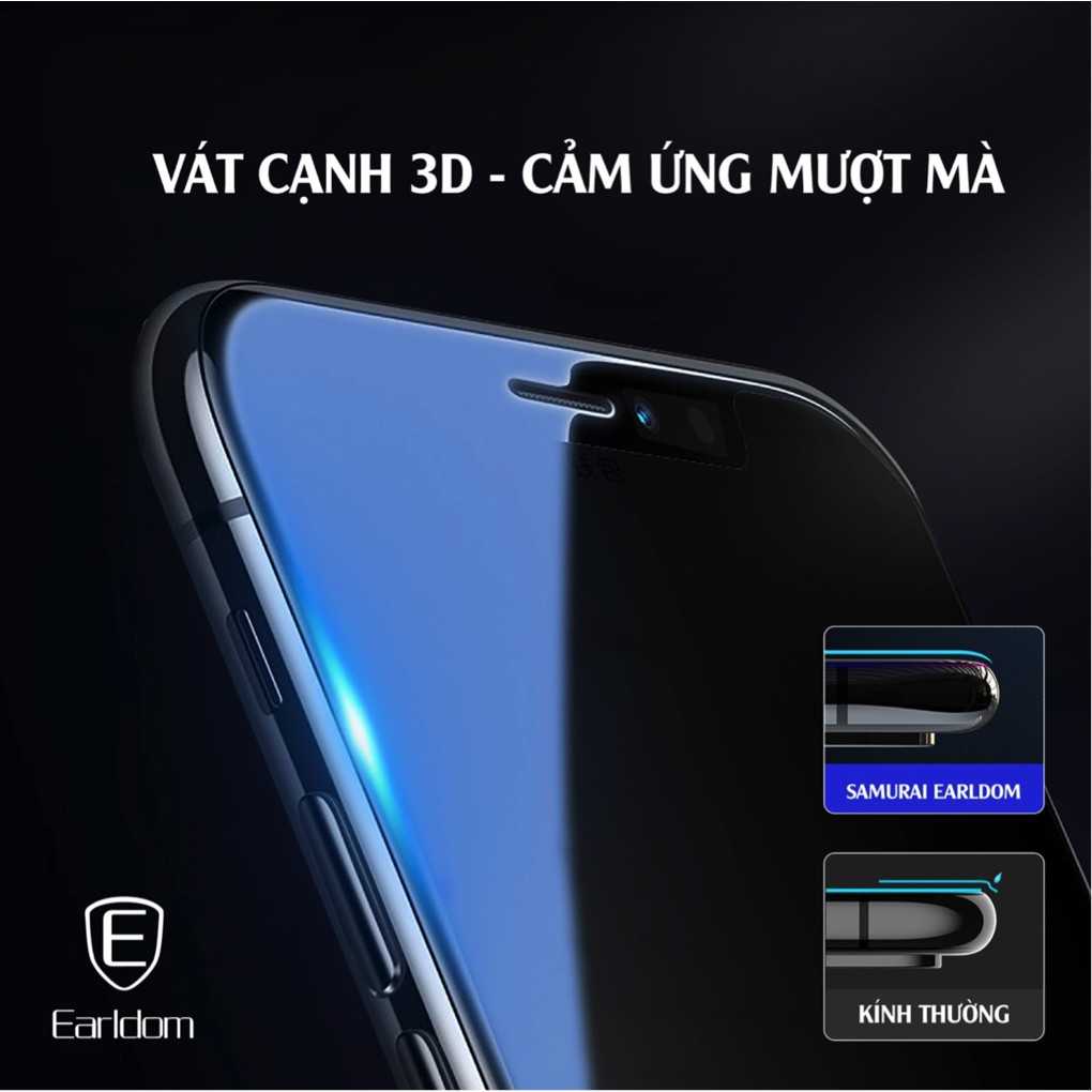 KÍNH CƯỜNG LỰC IPHONE CAO CẤP ĐỘ CỨNG 9H, MỎNG 0.5MM, BẢO VỆ MẮT, HỖ TRỢ CHỐNG NƯỚC, CHỐNG VA ĐẬP. SIÊU PHẨM EARLDOM