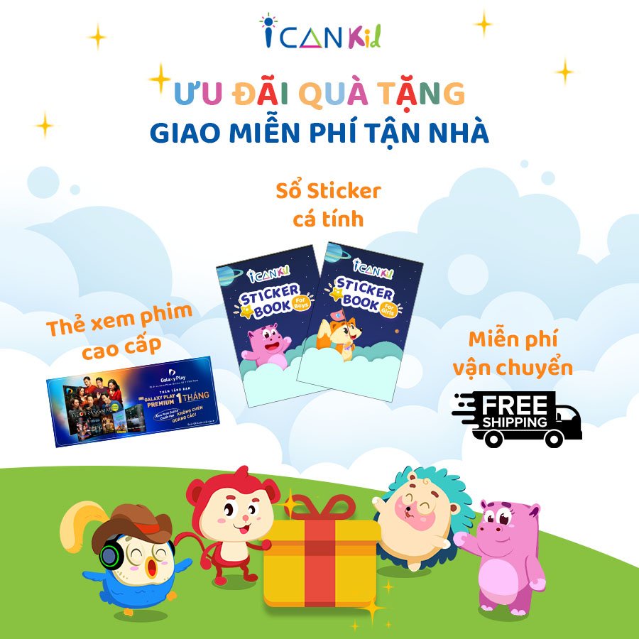 I can kid Toàn quốc [E-voucher] - Voucher 1 năm Mã học Phần mềm ICANKID tiếng Anh học mà chơi