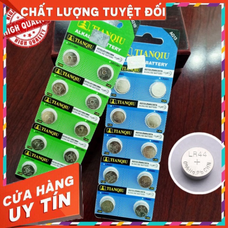 [LOẠI TỐT] Pin đồng hồ cúc áo AG10 LR1130, AG13 LR44 Vỉ 1 viên 1.5V Alkaline Tianqiu dùng cho nhiều thiết bị