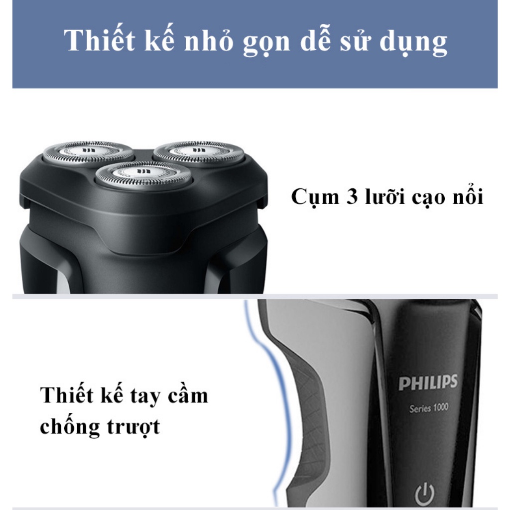 Máy cạo râu Philips điện 3 lưỡi tự mài đa năng khô và ướt S1020 - Bảo hành 02 năm - khohangcap1_ad