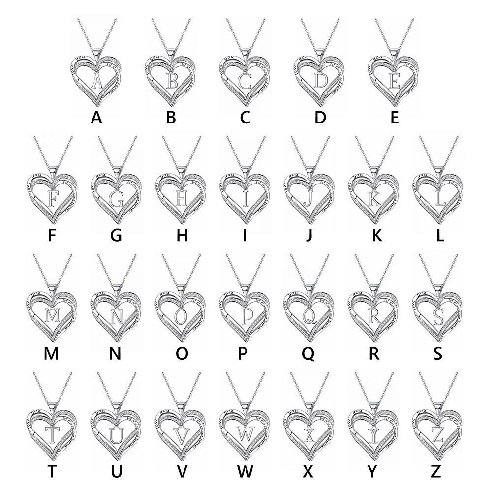 HS Vòng cổ Mặt Trái Tim Khắc Chữ Dainty Initial Cubic
