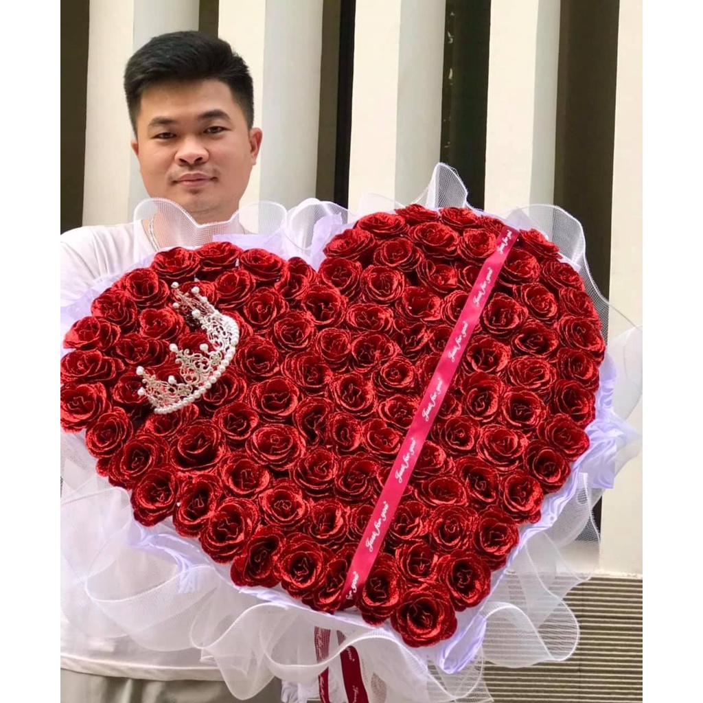 99 bông hoa nhũ xinh lung linh quà tặng tình yêu vĩnh cửu dịp valentine 14/2 lãng mạn/ shop Gà handmade