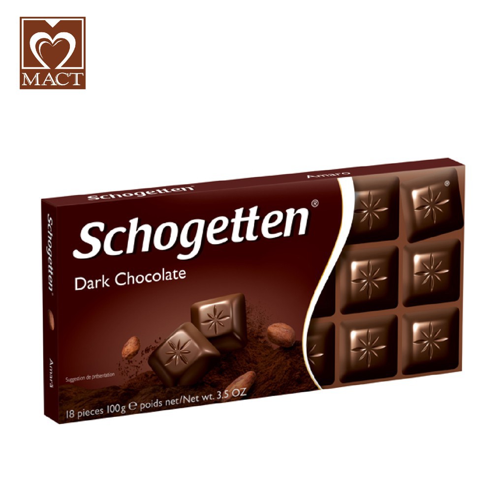 Sôcôla SCHOGETTEN - Vị Đắng Dark Chocolate - thanh 100g gồm 18 viên rời