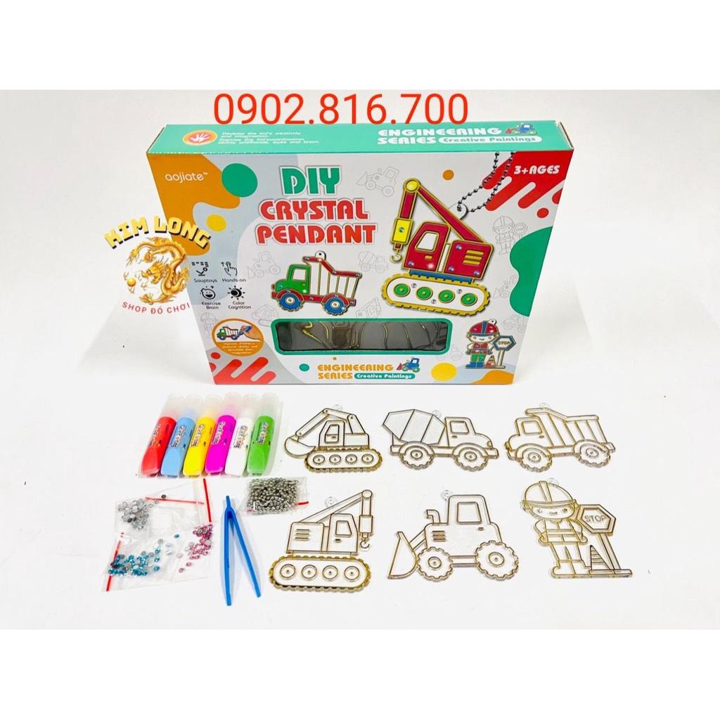 Đồ chơi sáng tạo Bộ móc khoá cao cấp tự tô màu trang trí với bút sơn nước có thể làm mặt dây truyền , vòng tay