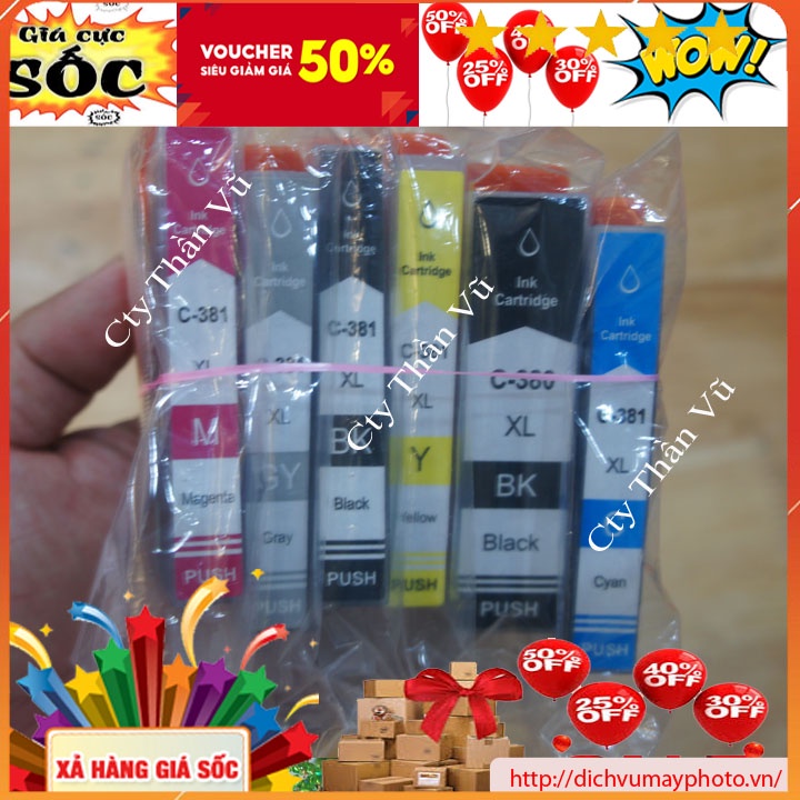 Bộ thỏi mực 380 381 dẫn mực liên tục cho máy in màu canon PIXUS TS8330 TS8130 TS8230 TS 8330 8230 Kholinhkienmayin
