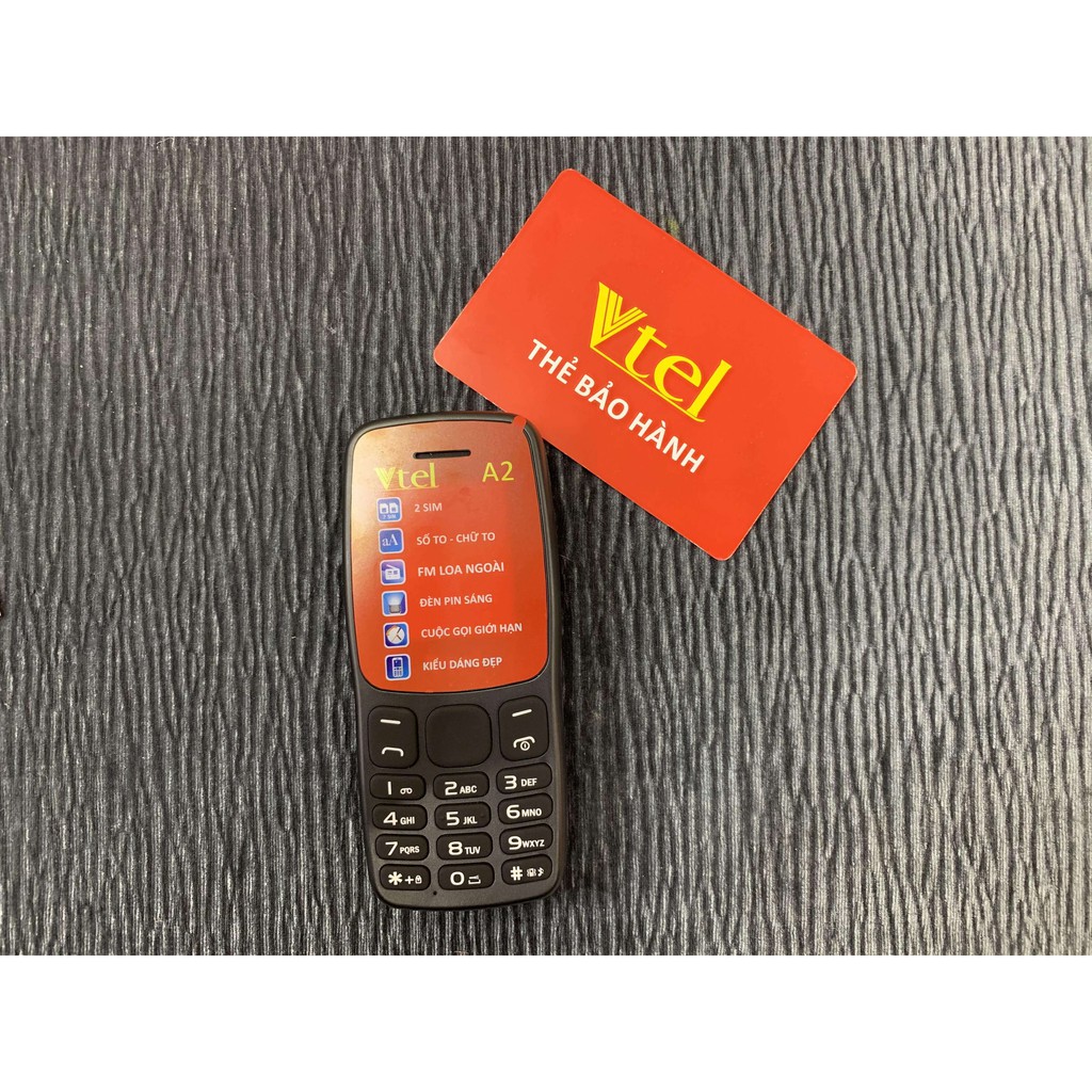 Điện Thoại Vtel A2 (2 Sim, 2 sóng) - Số To, Chữ To, Pin Bền, Thiết Kế Đẹp - Hàng Chính Hãng, Bảo Hành 12 Tháng