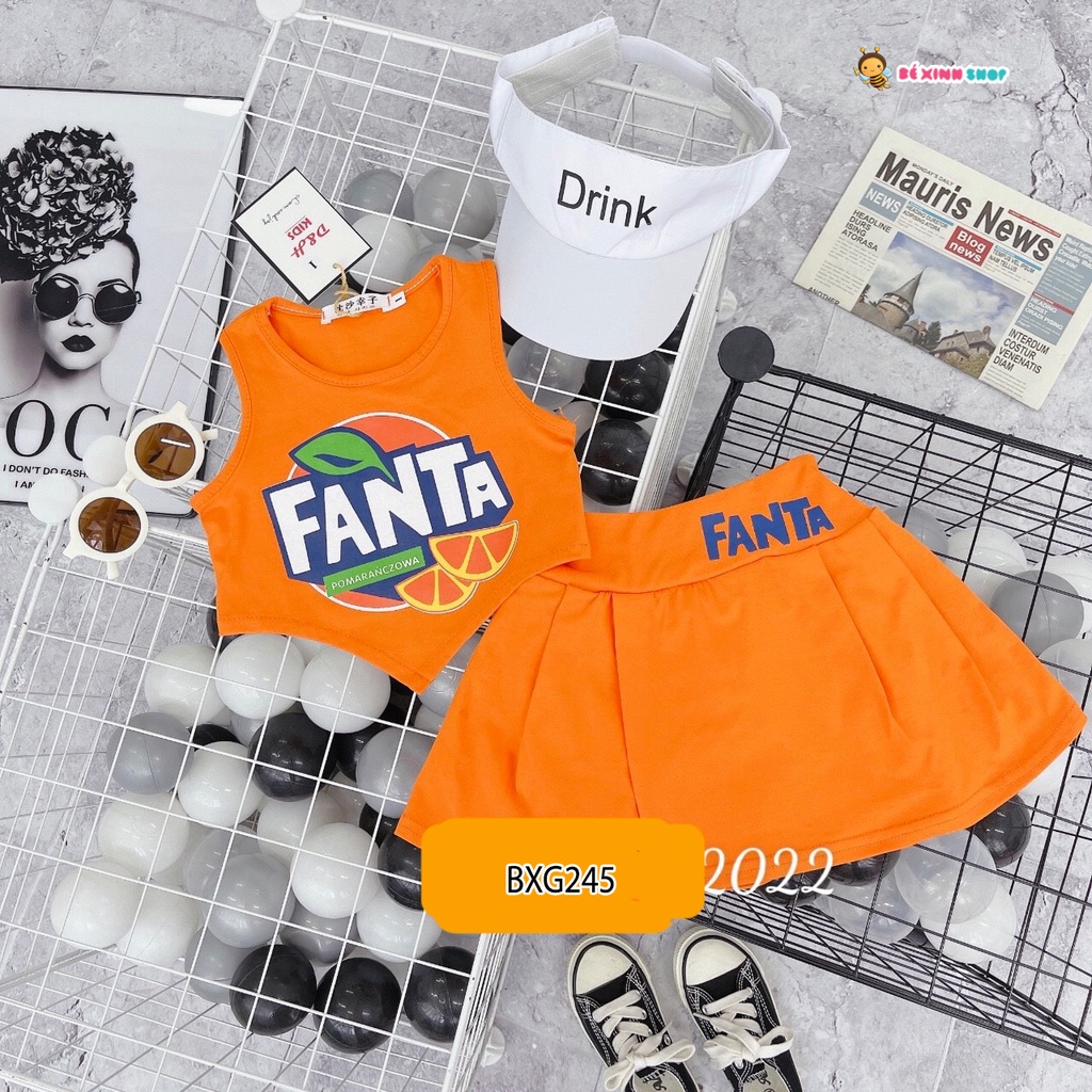 Set Áo Nước Ngọt Kèm Chân Váy Dễ Thương Cho Bé Gái BXG245