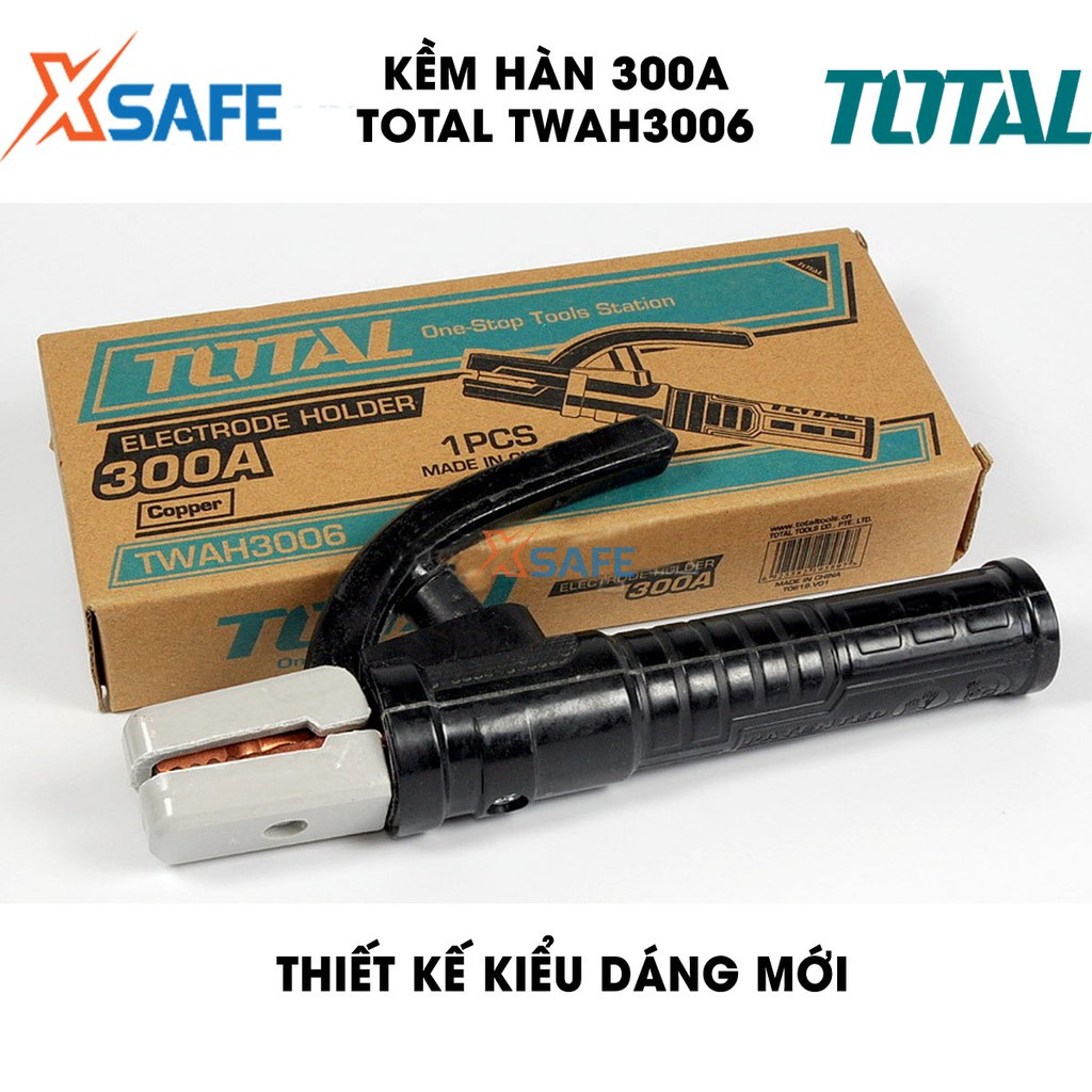 Kềm hàn 300A TOTAL TWAH3006 kiểu dáng mới Kềm hàn dòng điện định mức 300A, phù hợp sử dụng cho máy hàn MMA của Total