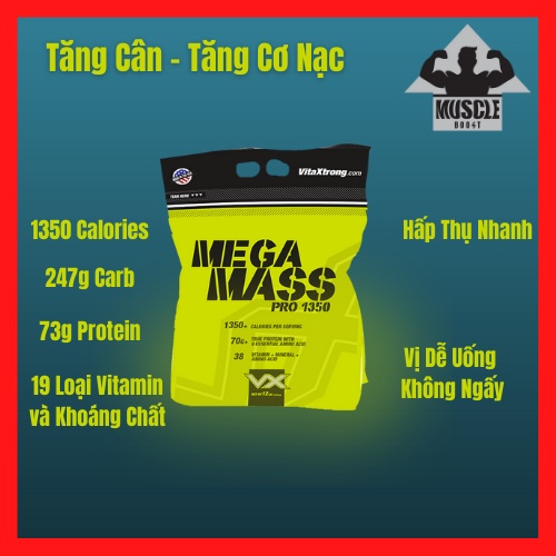VitaXtrong Mega Mass Pro 1350 Mass Gainer sữa tăng cân cao cấp | Shopee  Việt Nam