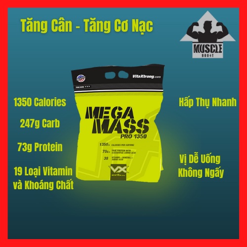 Sữa tăng cân VitaXtrong Mega Mass Pro 1350 Mass Gainer tăng cân cao cấp
