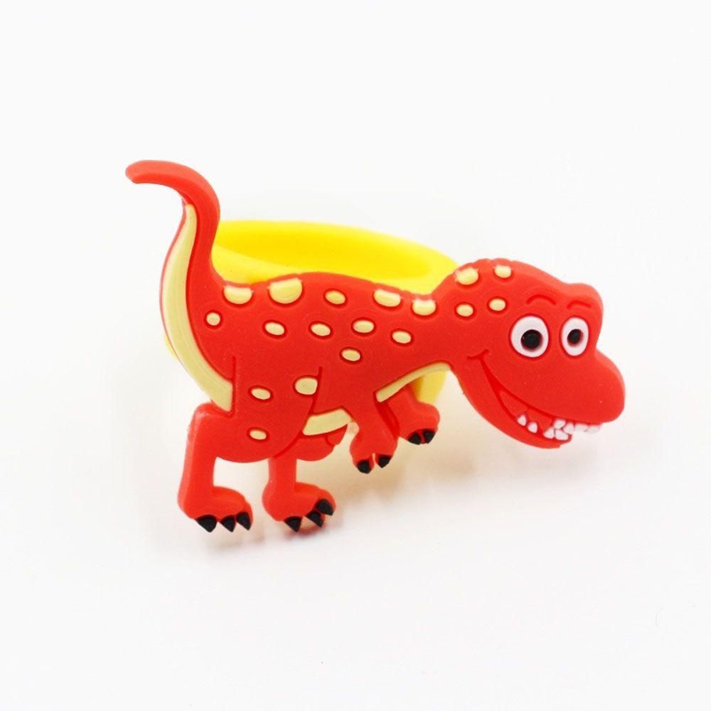 LILYES Set 6 Nhẫn Cao Su Mềm Hình Khủng Long Nhiều Màu Thời Trang
