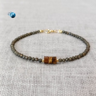 Vòng đá pyrite mix đá mắt hổ