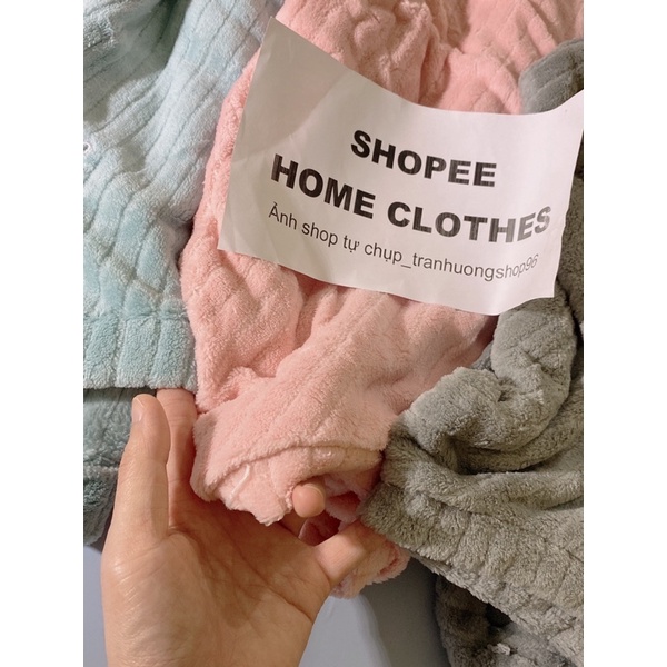 Bộ ngủ lông nữ mặc nhà lông cừu san hô mùa thu và mùa đông dày ấm áp
