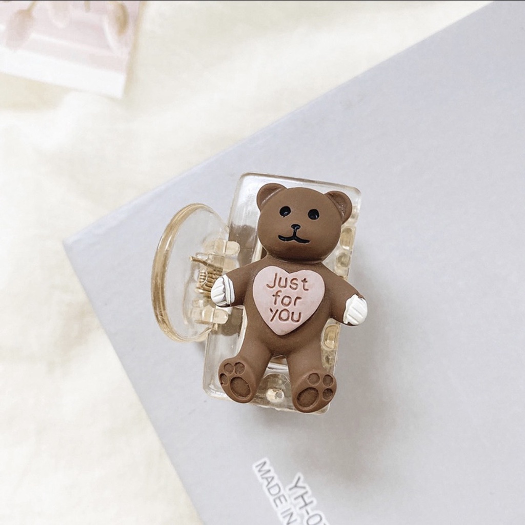 [Hàng thiết kế] Kẹp tóc đuôi ngựa nhỏ họa tiết chú gấu phong cách Hàn Quốc dễ thương