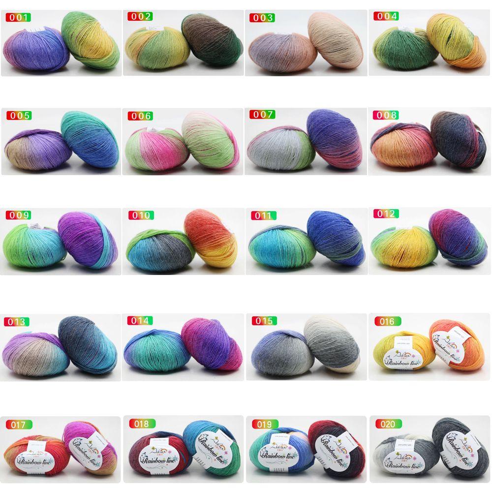 DORAW Cuộn Len Đan Chất Lượng Cao Màu Sắc Cầu Vồng Gradient 50g