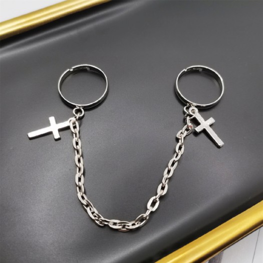 Nhẫn Thời Trang Mặt Hình Chữ Thập Cá Tính Phong Cách Hip-Hop Hàn Quốc Cho Nam Và Nữ