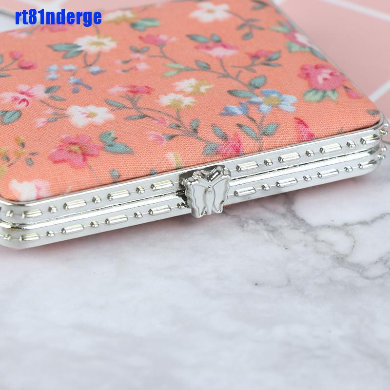 [Hàng mới về] Gương trang điểm dạng gập hai mặt mini bỏ túi thiết kế vỏ in họa tiết hoa phong cách vintage