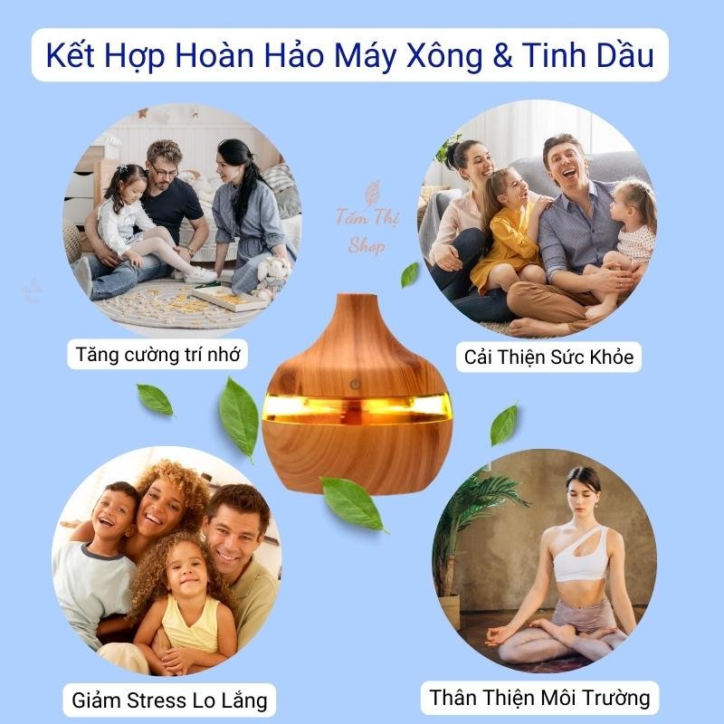 Máy Xông Tinh Dầu Phòng Ngủ Aroma Máy Khuếch Tán Tinh Dầu Phun Sương Toả Hương Tạo Ẩm Thơm Mát Phòng Và Đuổi Muỗi