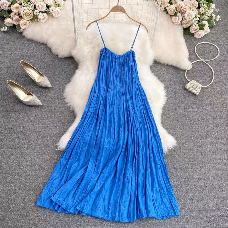 Đầm maxi hai dây xanh