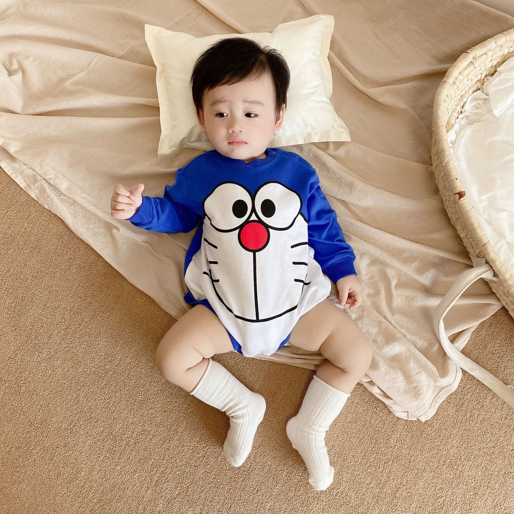 Áo liền quần tay dài hoạ tiết hoạt hình phong cách Hàn Quốc thời trang cho bé