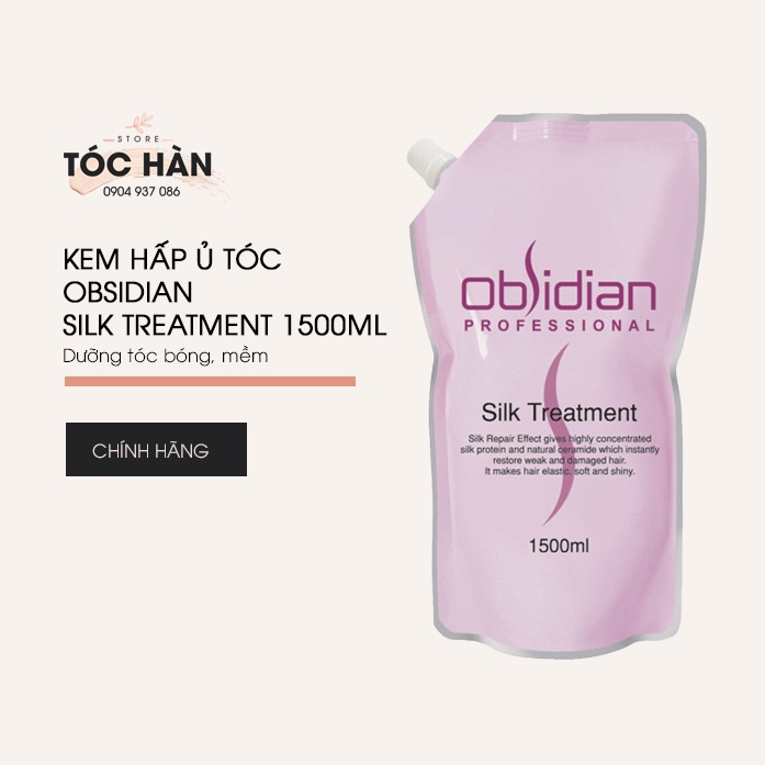 Kem hấp ủ tóc Obsidian Silk Treatment 1500ml Hàn Quốc chính hãng siêu mượt phục hồi tóc khô xơ chẻ ngọn