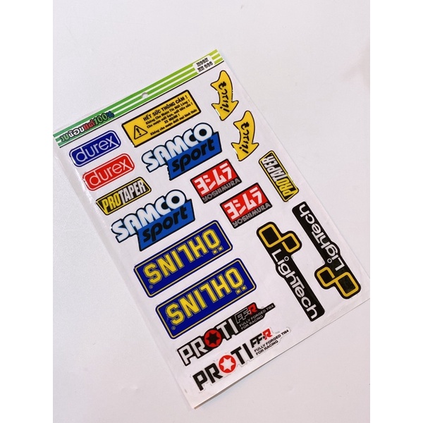 Decal tem nổi tổng hợp mẫu Ohlin samco durex mũi tên, tem chống nước dán trang trí mũ bảo hiểm laptop xe máy