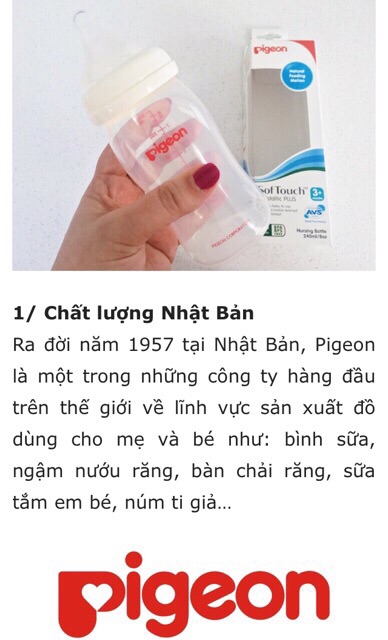 Bình sữa cổ rộng Pigeon 240ml nhựa tốt pp plus