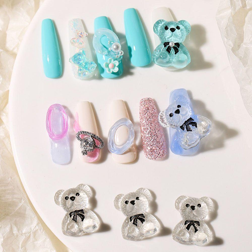 Phụ Kiện Trang Trí Móng Tay Họa Tiết Gấu Hoạt Hình Ba Chiều DIY