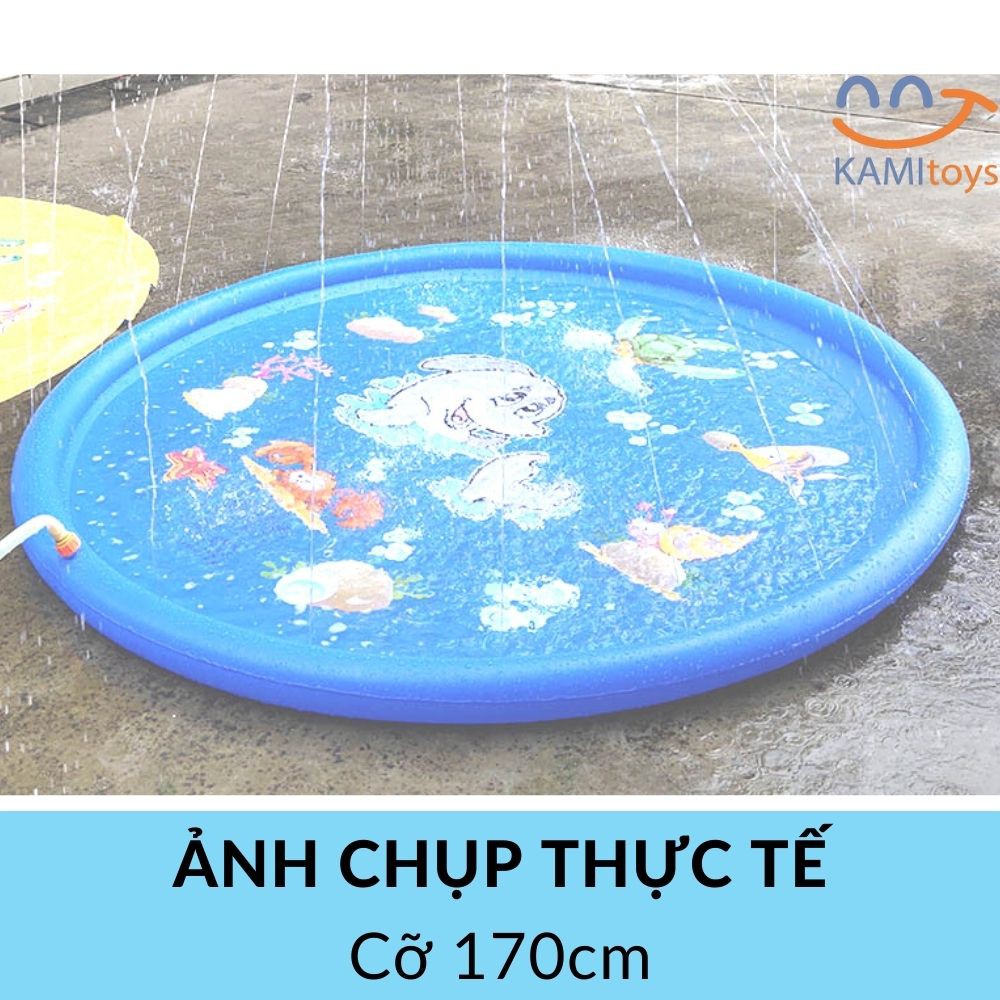 Bể bơi thảm phun nước cho trẻ em chơi ngoài trời hình Tròn cỡ Lớn 170cm mã 50033