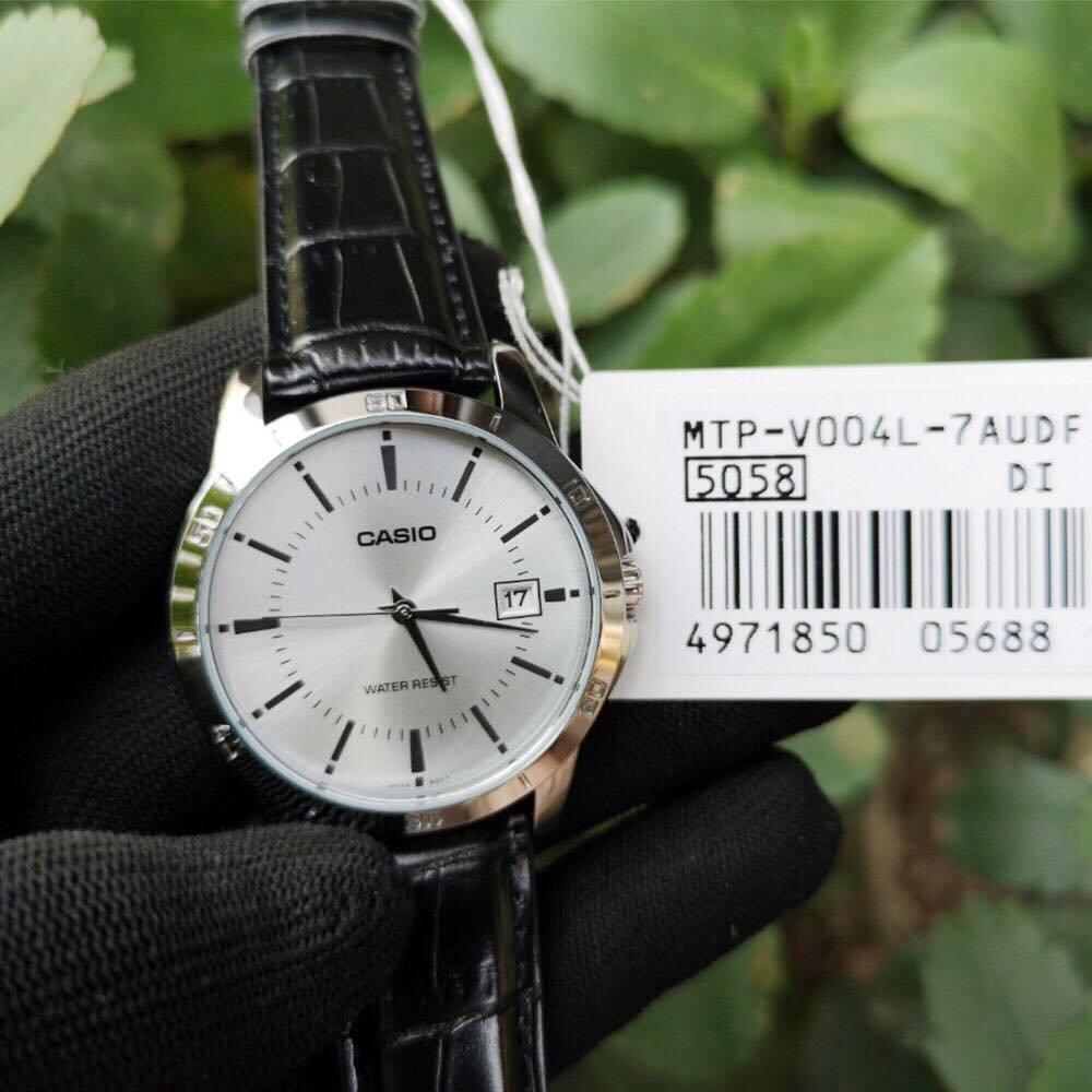 Đồng hồ đôi nam nữ dây da Casio Anh Khuê MTP/LTP V004L-7A