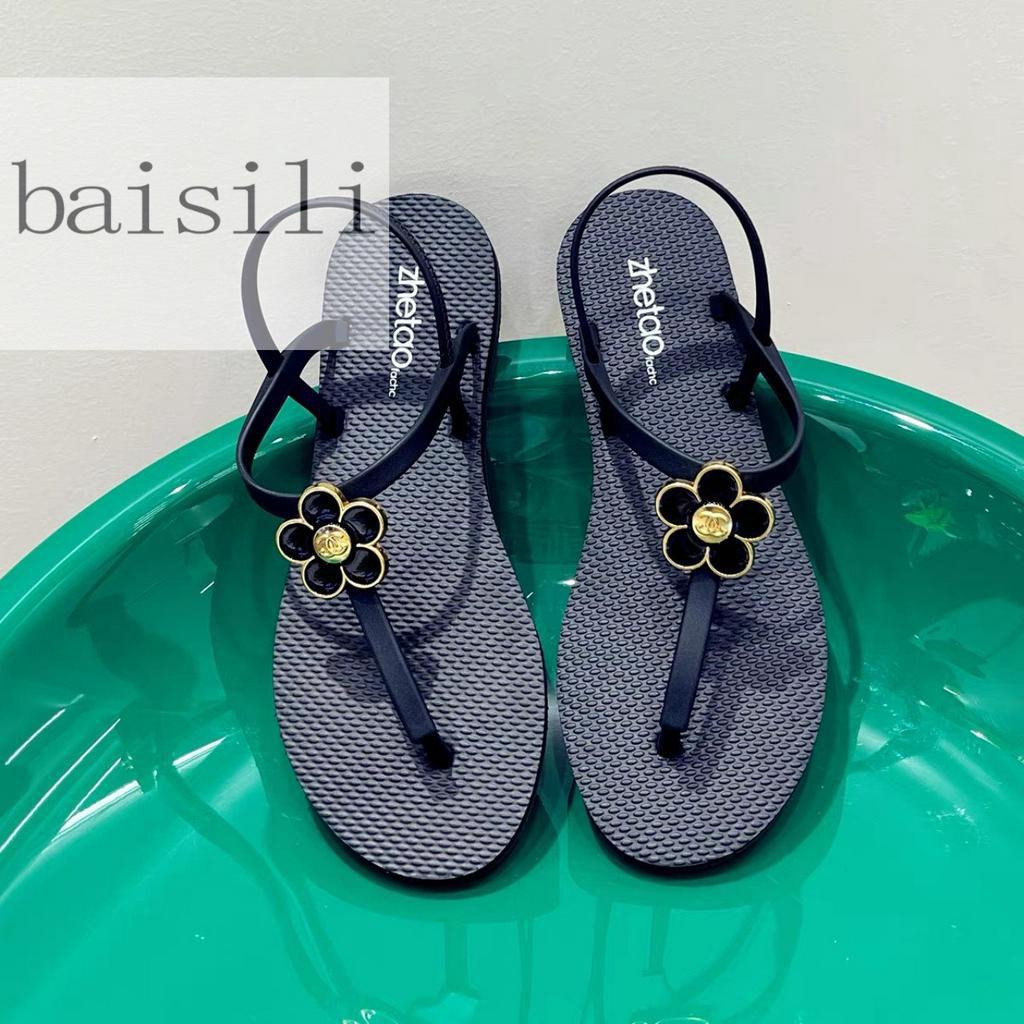 SANDAL BỆT BAISILI - GIÀY NỮ ĐẾ BẰNG QUAI KẸP ĐÍNH HOA PHONG CÁCH THỜI TRANG HIỆN ĐẠI BTEST