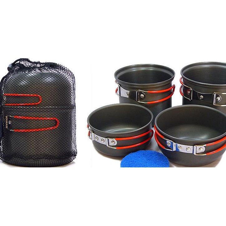 Bộ dụng cụ nấu ăn dã ngoại cắm trại firemaple campoutvn nồi camping 4 món Fire-maple lunch box FMC-208 A291