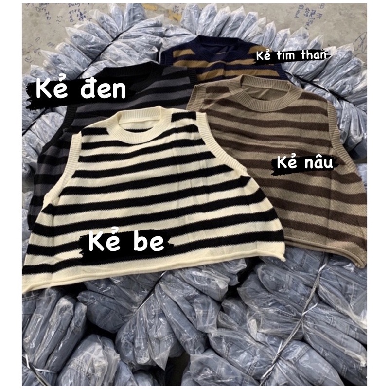 Áo len gile kẻ vingate kiểu mới nhất 2022 - hàng có sẵn