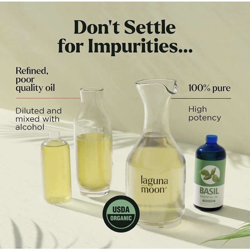 Tinh dầu húng quế hữu cơ Organic Lagunamoon Basil Essential Oil 150ml USA