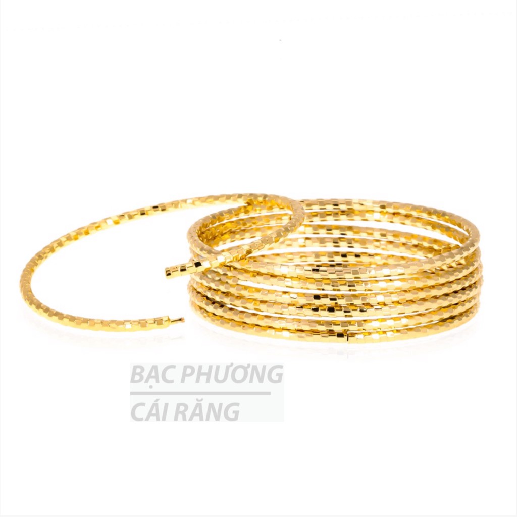 BỘ 7 VÒNG XIMEN TRÒN HỌA TIẾT LẬP PHƯƠNG MẠ VÀNG 18K CAO CẤP