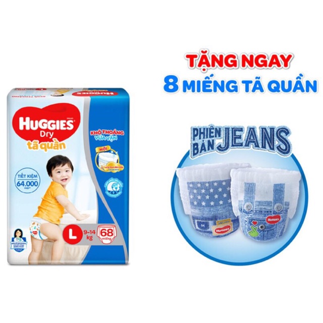 Tã quần huggies size L 68 miếng tặng 8 miếng tã quần