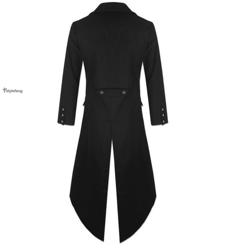 STYLEF-~Men Black Steampunk Retro Victorian Punk Tailcoat Party Costume Long Jacket Coat vintage tuxedo-