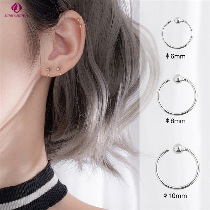 Khuyên Tai Bạc 925 Đơn Giản Chống Dị Ứng 6mm 8mm 10mm | BigBuy360 - bigbuy360.vn