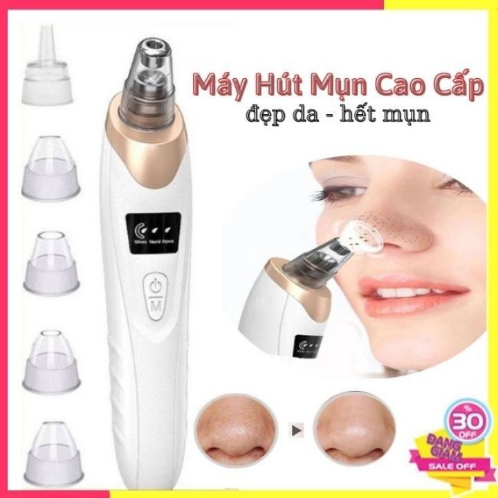 [Hút Mạnh] Máy Hút Mụn Cám, Đầu Đen Spa Cầm Tay Mini Sạc Pin Màn Hình LED Với 3 Chế Độ 5 Đầu Hút | BigBuy360 - bigbuy360.vn