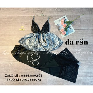 Bộ lụa quần dài phối áo beo ren
