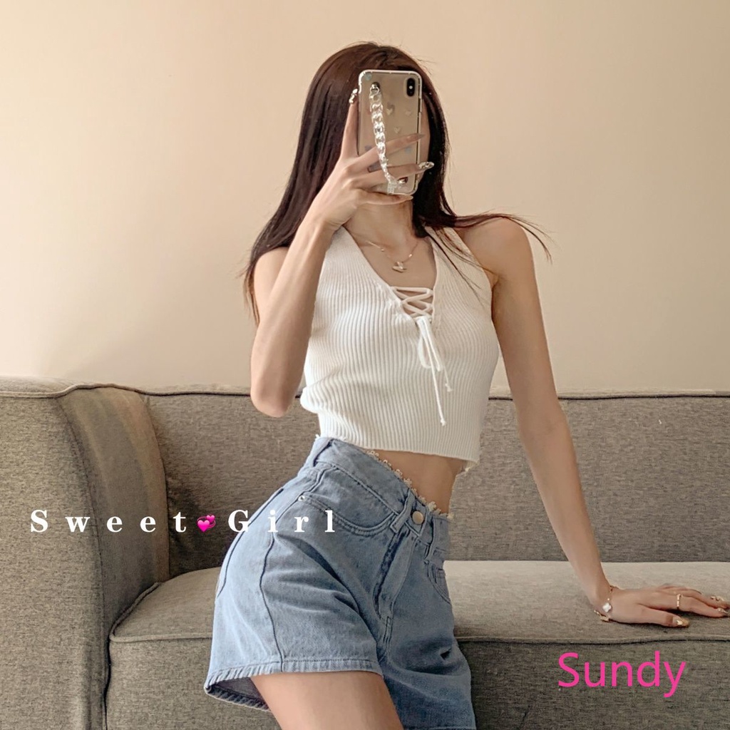 Quần Short Denim Lưng Cao Ống Rộng Thời Trang Mùa Hè Cho Bé Gái
