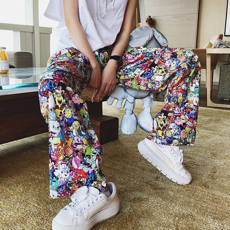 Quần Dài Lưng Thun In Họa Tiết Hoạt Hình Phong Cách Hiphop Cá Tính | BigBuy360 - bigbuy360.vn
