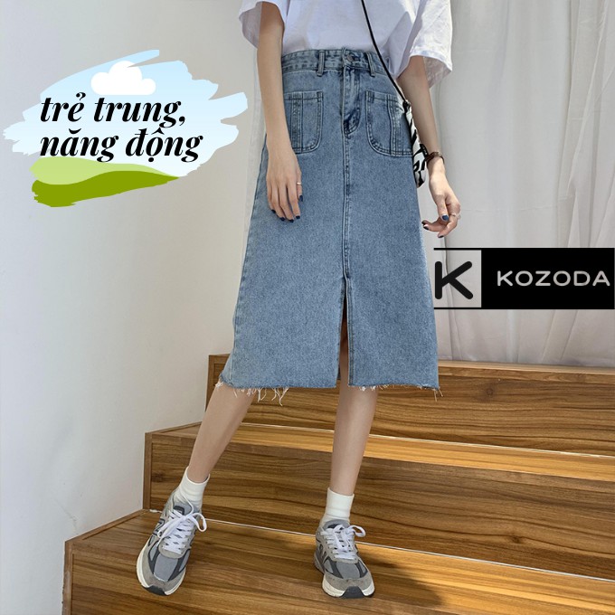 Chân váy jean 🥑 chân váy midi quảng châu kozoda cv11 | BigBuy360 - bigbuy360.vn