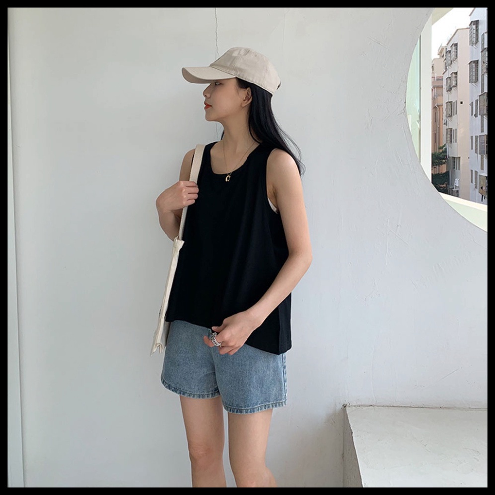 Áo thun ba lỗ from rộng BIGSIZE sát nách màu trắng / màu đen CRA049
