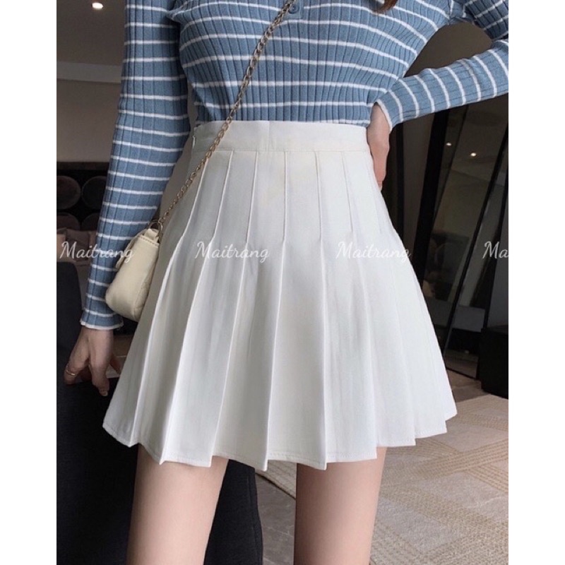 Chân váy tennis xếp ly lưng cao, Chân váy chữ a ngắn xếp li đẹp – (CV13)